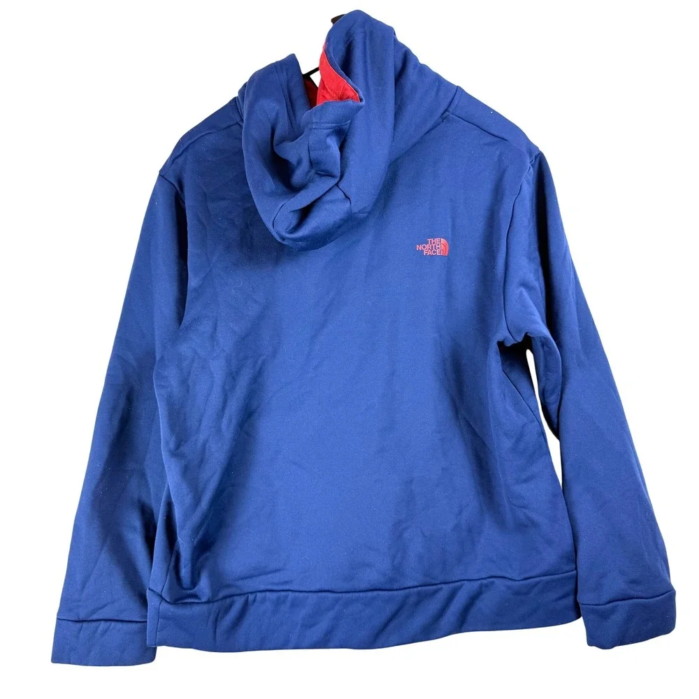 The North Face Hoodie Large Blue Red Logo Pullover Gorpcore Outdoorsy Sporty